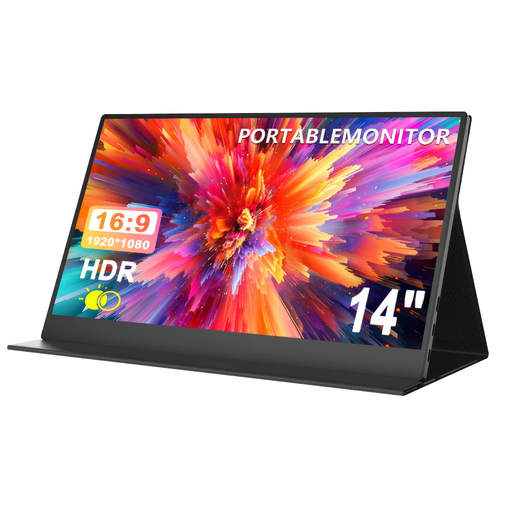 Portable Monitor 14inch FHD 1080P USB-C HDMI IPS Display with Magnetic Cover