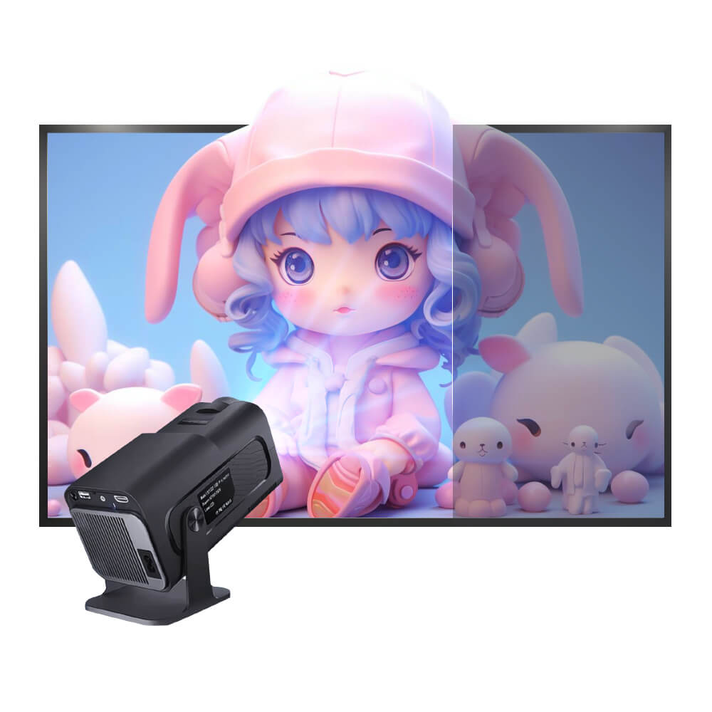 Mini Portable Projector 1080P Native with Wi-Fi 6 & Bluetooth, 180° Adjustable