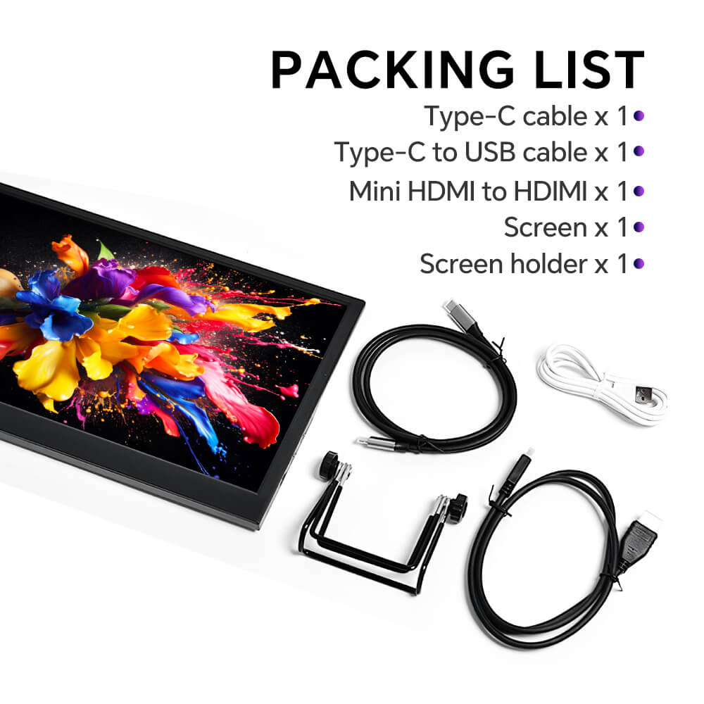 Portable Monitor 11.6 Inch HD 1366×768 LCD USB-C HDMI TFT Display with Built-in Speakers