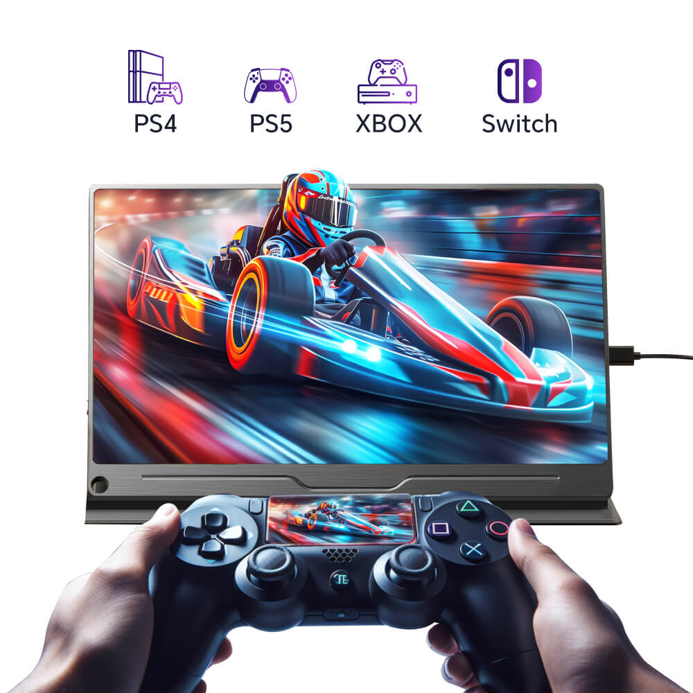 Portable Monitor 15.6inch 1080P USB-C HDMI Display with 3-5ms Response Time and Cover