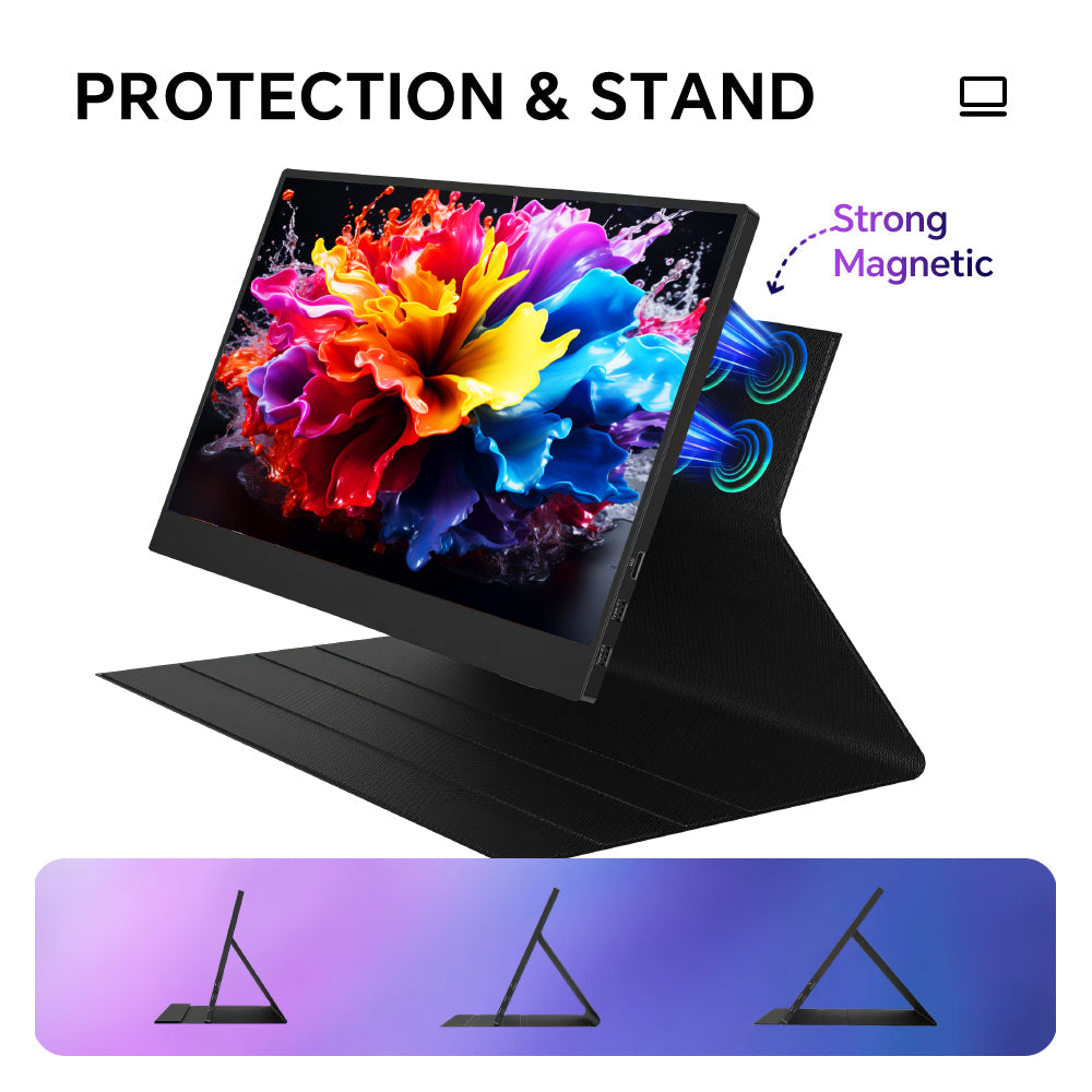 Portable Monitor 14inch FHD 1080P USB-C HDMI IPS Display with Magnetic Cover