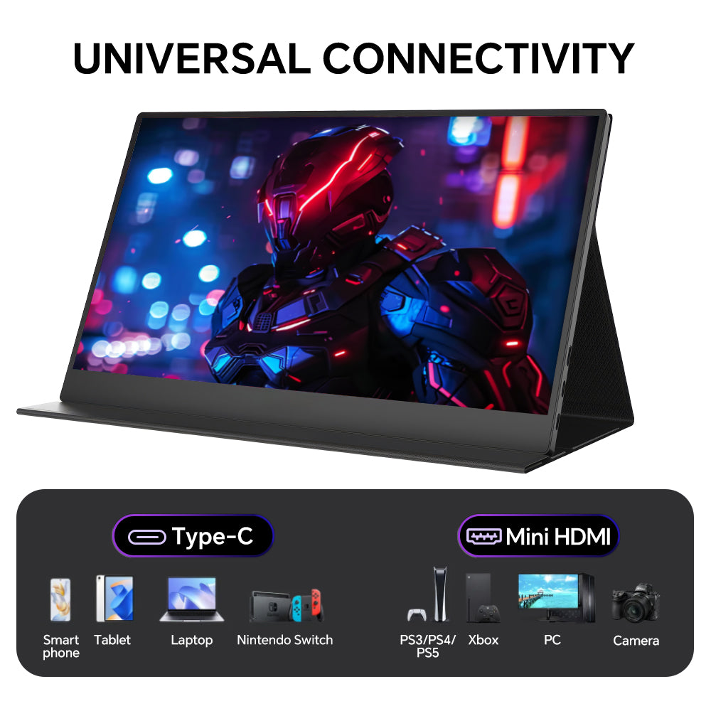 Portable Monitor 14inch FHD 1080P USB-C HDMI IPS Display with Magnetic Cover