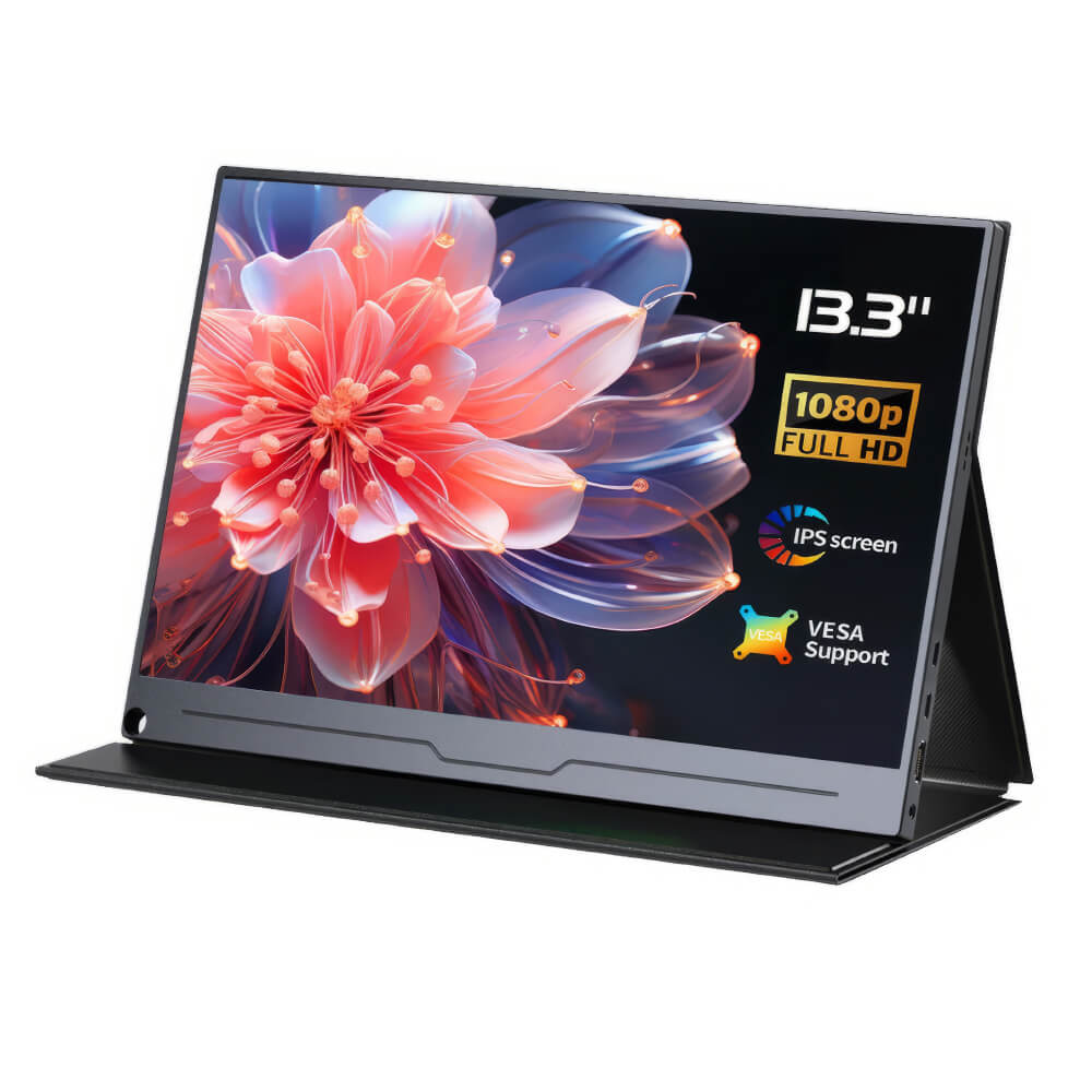 Portable Monitor 13.3inch FHD 1080P USB-C HDMI IPS Display with Built-in Speakers