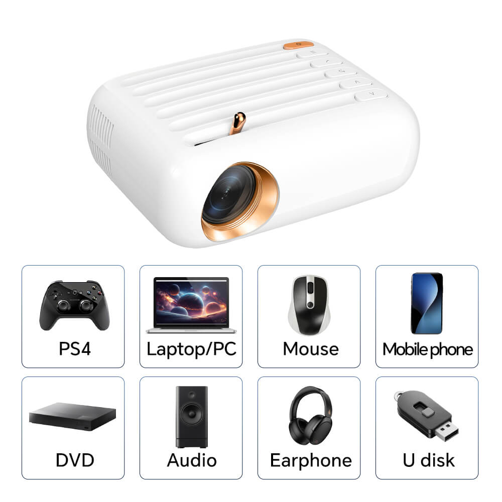 Mini Portable Projector with Wi-Fi & Bluetooth, 720P Native 1080P Supported